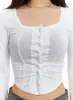 Buttoned Square Neck Crop Top CA415 sold by Lewkin
