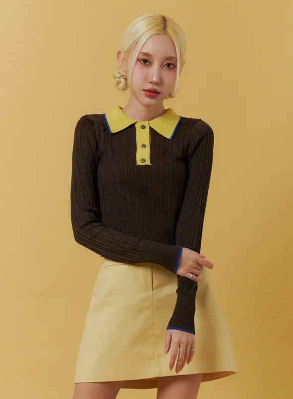 Collar Knit Sweater IF408 sold by Lewkin