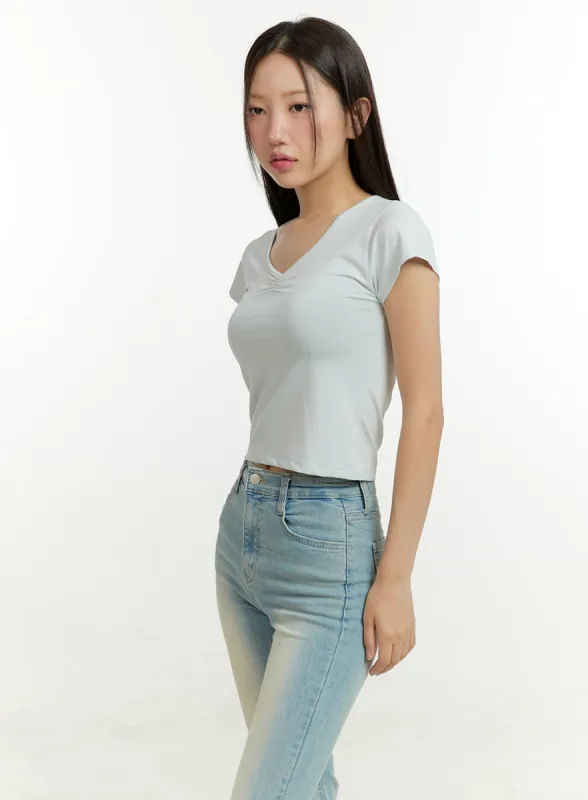 V-Neck Crop Top CU428 sold by Lewkin