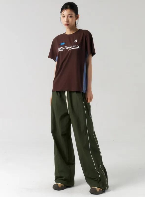 Wide Nylon Track Pants CU321 sold by Lewkin