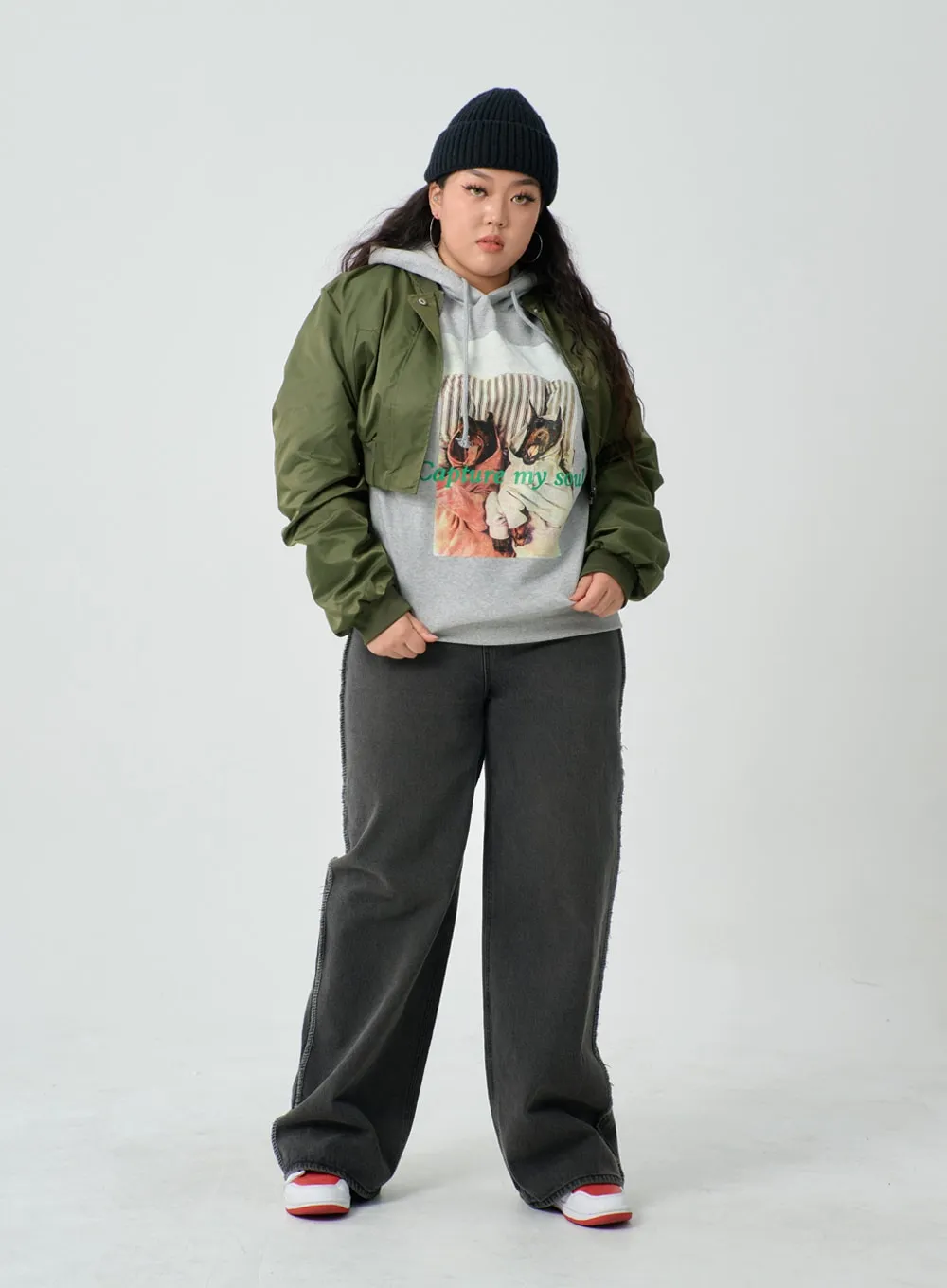 Plus Crop Bomber Jacket IN16 sold by Lewkin product image thumbnail 5