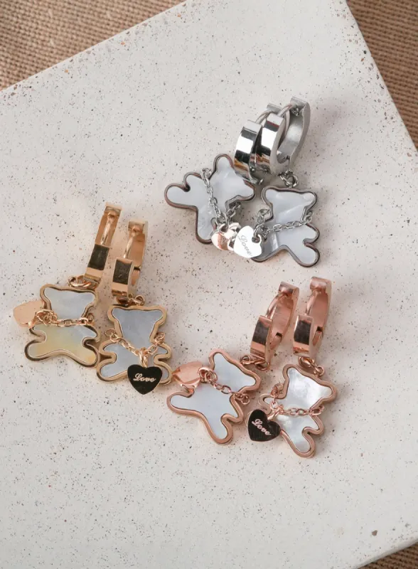 Heart Necklace Bear Ring Earrings IL404 sold by Lewkin