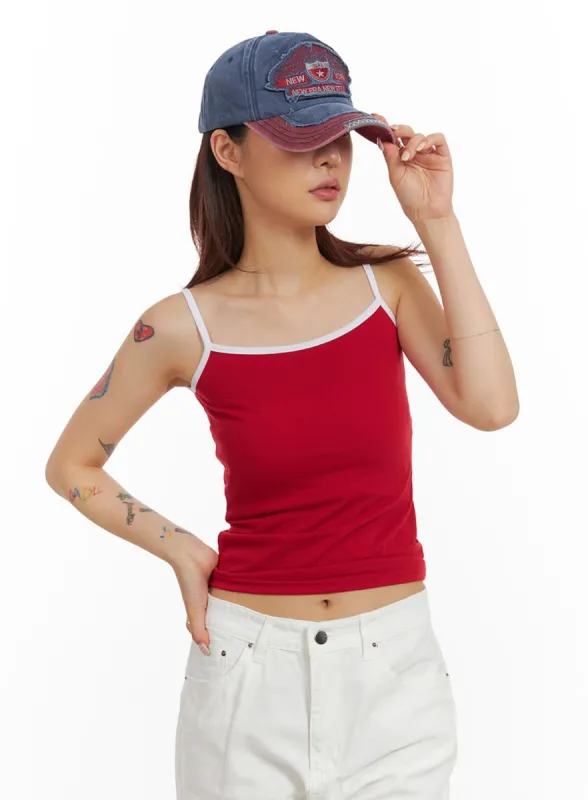 Slim Fit Contrast Cami Top IY410 sold by Lewkin