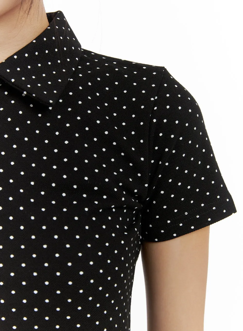 Polka Dot Crop Polo Tee CU404 sold by Lewkin product image thumbnail 3