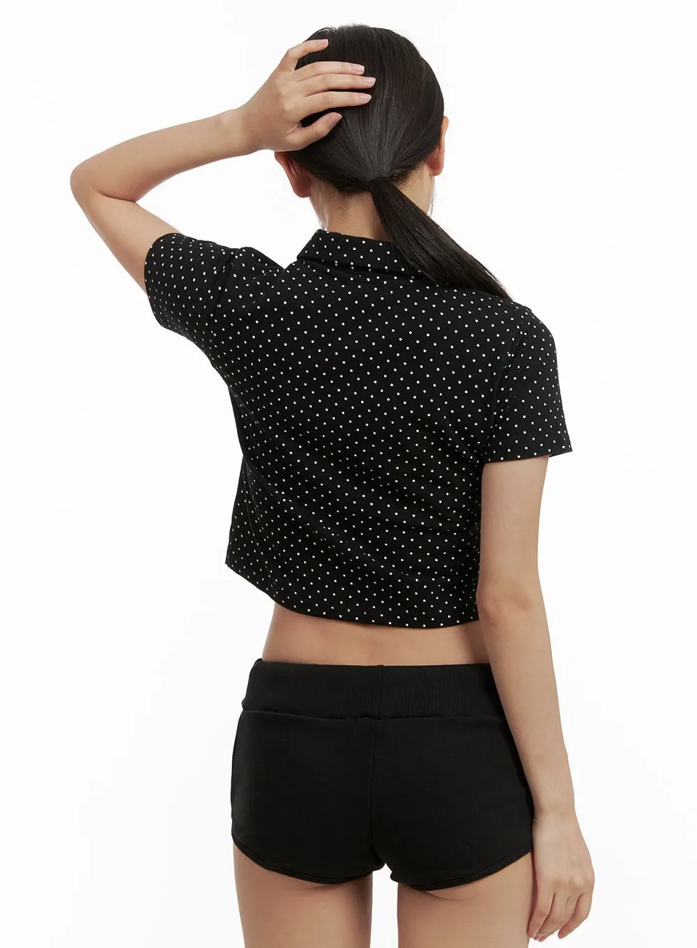Polka Dot Crop Polo Tee CU404 sold by Lewkin product image thumbnail 5
