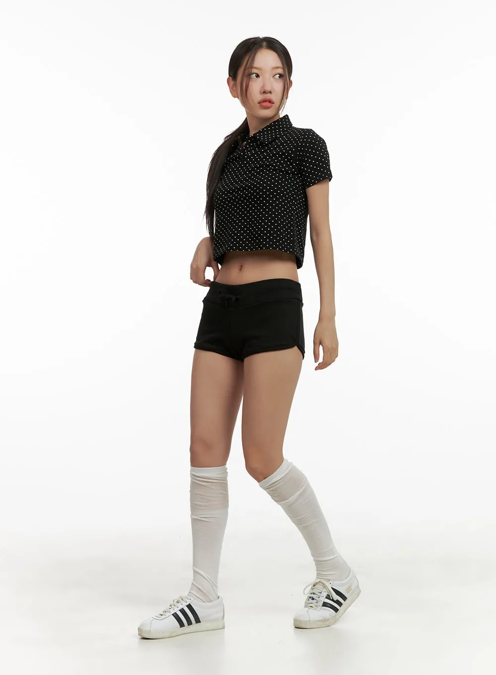 Polka Dot Crop Polo Tee CU404 sold by Lewkin product image thumbnail 2