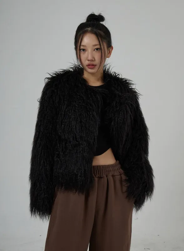 Faux Fur Cropped Jacket CD27 sold by Lewkin