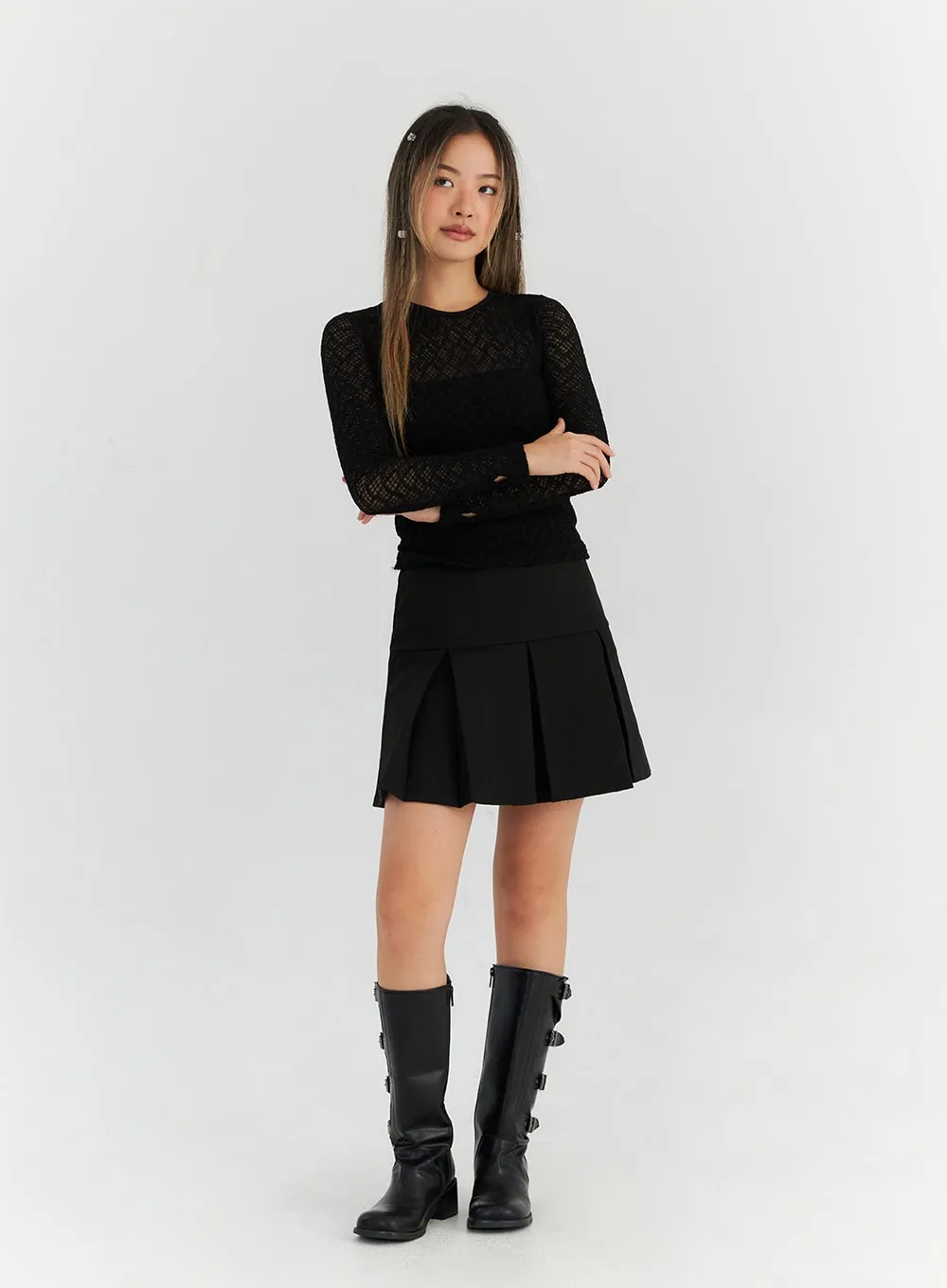 Pleated Mini Skirt CN313 sold by Lewkin product image thumbnail 2