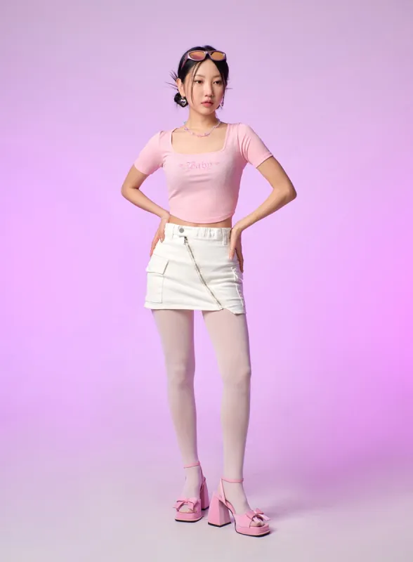 Asymmetrical Zip Cargo Mini Skirt IJ430 sold by Lewkin