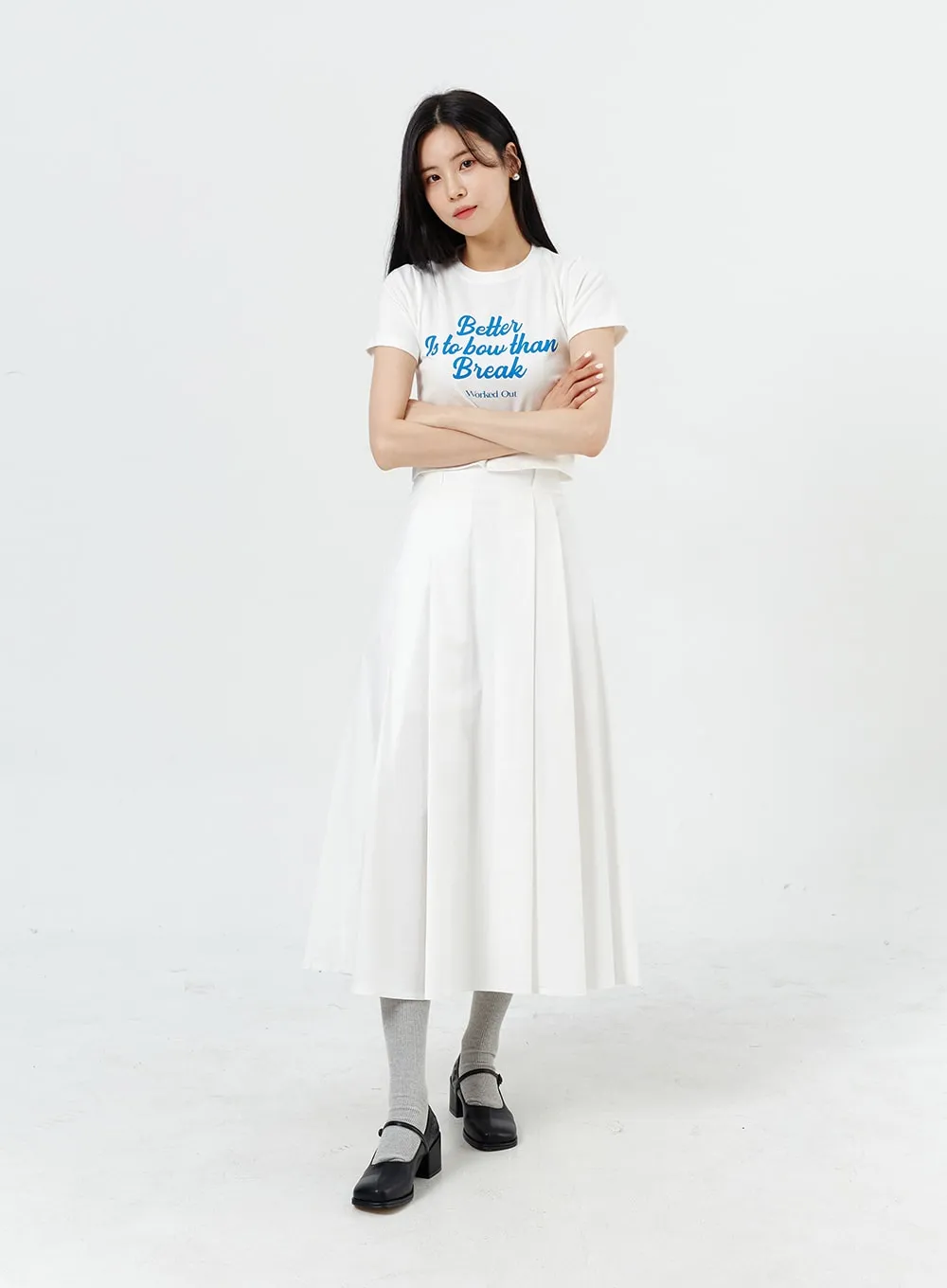 Pleated Maxi Skirt OM321 sold by Lewkin