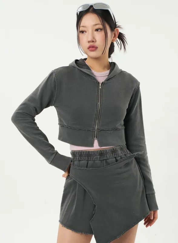 Cropped Zip-Up Hoodie CA325 sold by Lewkin