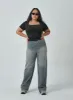 Plus Square Neck Crop T-Shirt IF317 sold by Lewkin