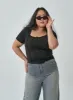 Plus Square Neck Crop T-Shirt IF317 sold by Lewkin