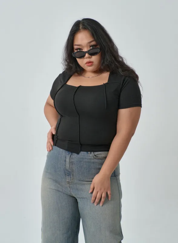 Plus Square Neck Crop T-Shirt IF317 sold by Lewkin