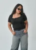 Plus Square Neck Crop T-Shirt IF317 sold by Lewkin