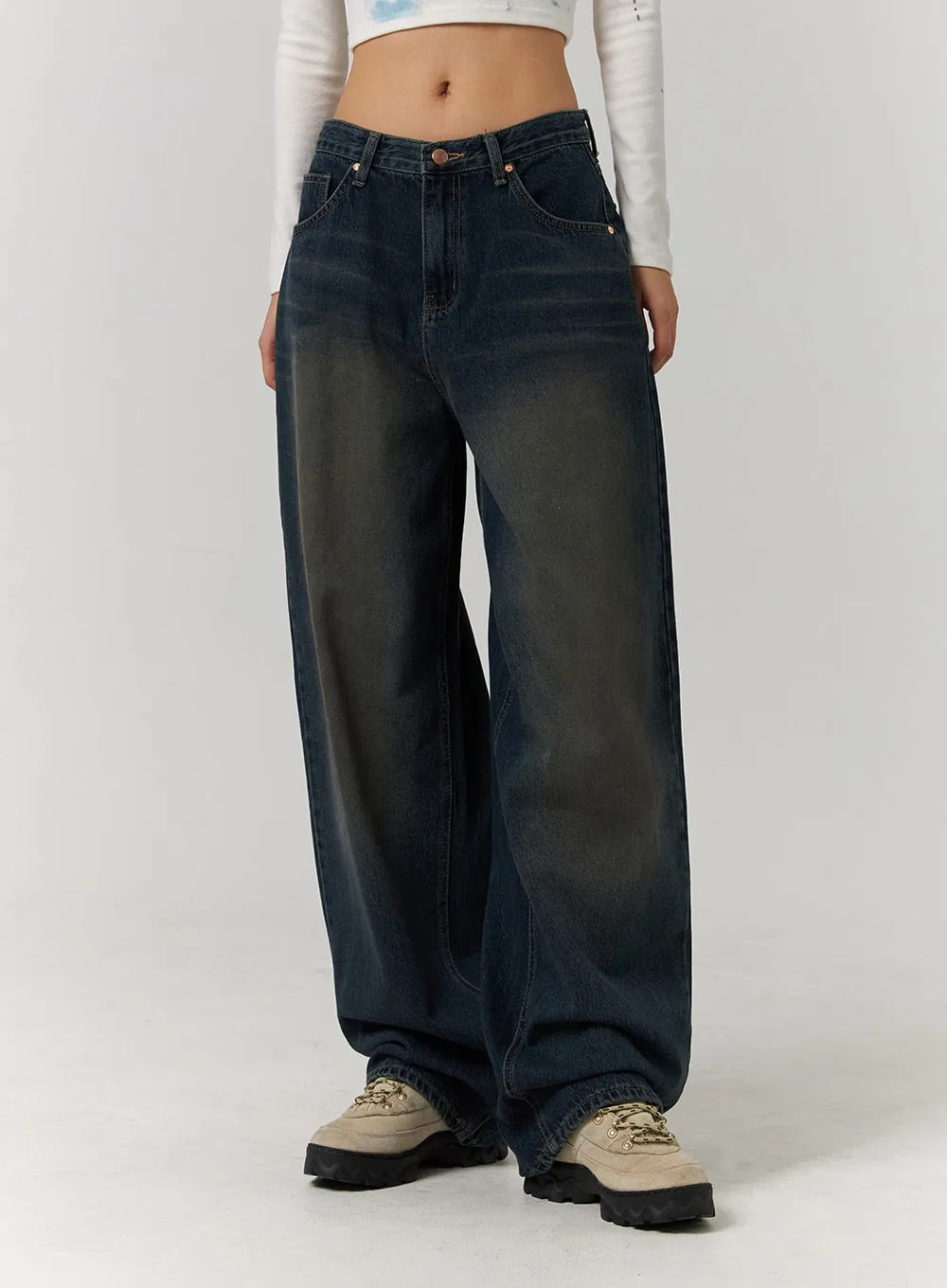 Dark Washed Wide Leg Jeans CD329 sold by Lewkin product image thumbnail 4
