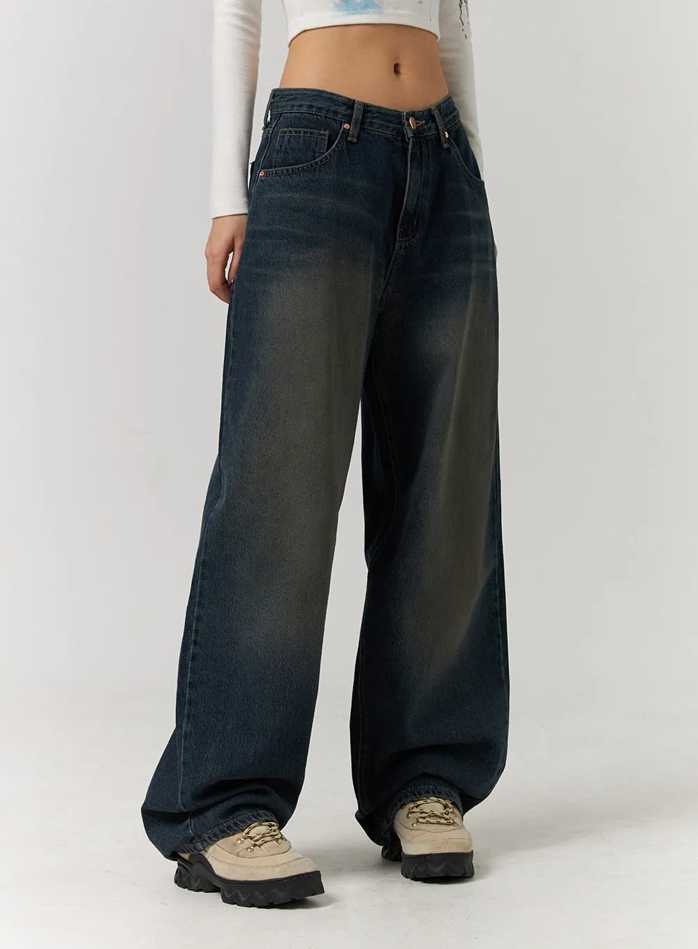 Dark Washed Wide Leg Jeans CD329 sold by Lewkin product image thumbnail 5