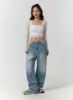 Floral Lace Button Crop Top CF405 sold by Lewkin