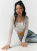 Floral Lace Button Crop Top CF405 sold by Lewkin