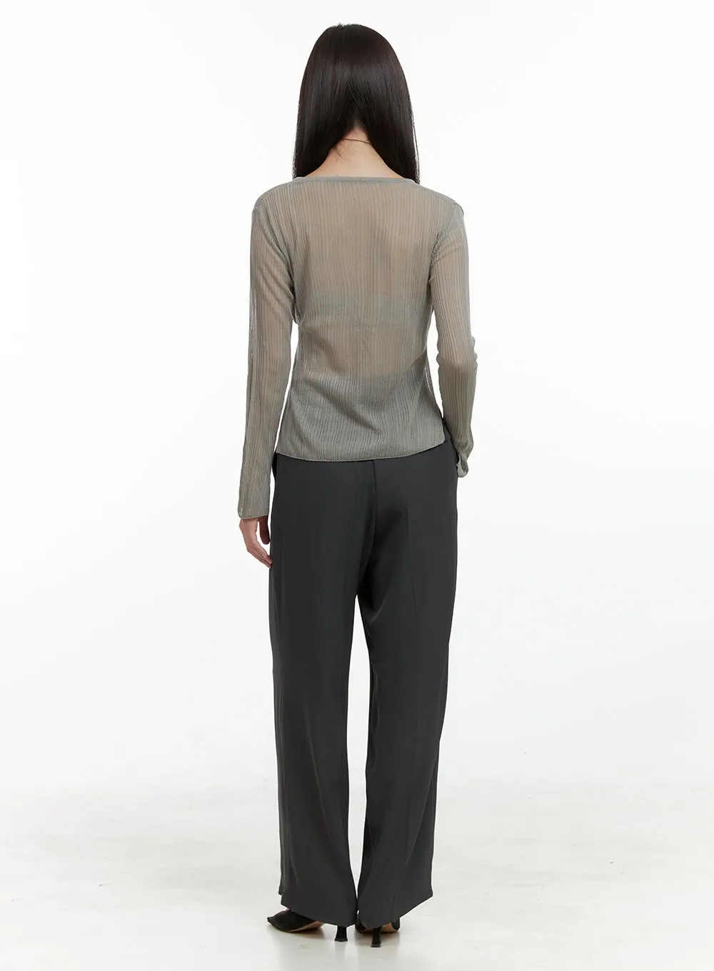 Wrap Buttoned V-Neck Sheer Cardigan OL411 sold by Lewkin product image thumbnail 3