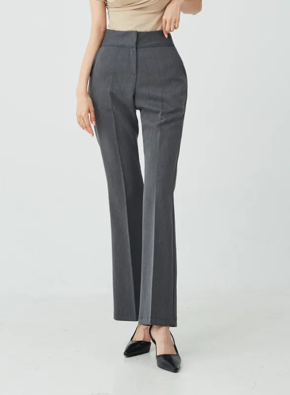 High Waist Boot Cut Slack Pants IU26 sold by Lewkin