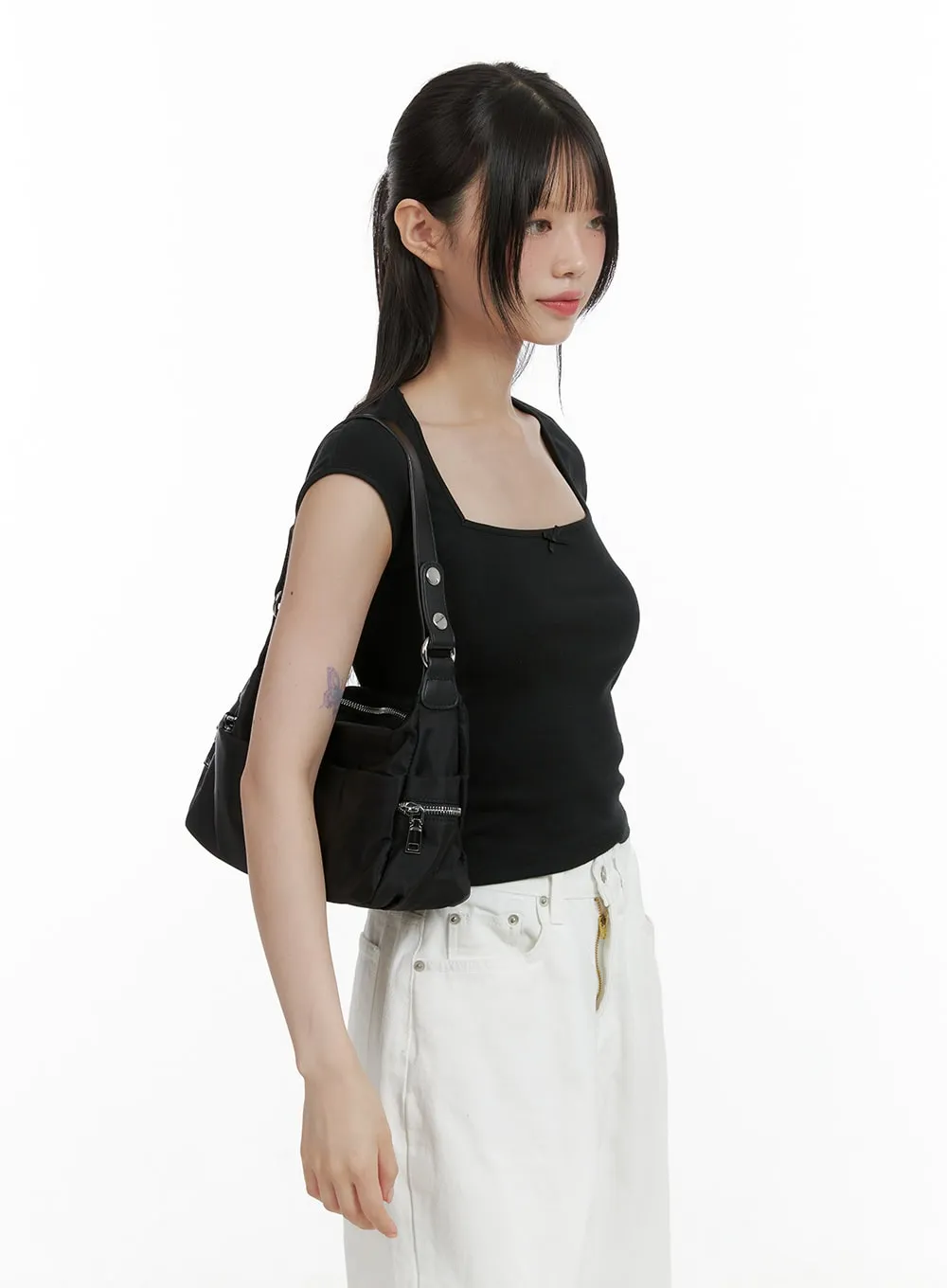 Solid Nylon Shoulder Bag CL412 sold by Lewkin product image thumbnail 2