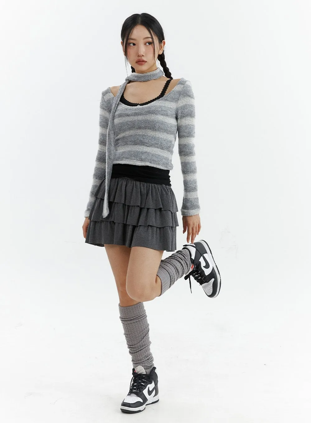 Frill Bandeau Mini Skirt CJ424 sold by Lewkin