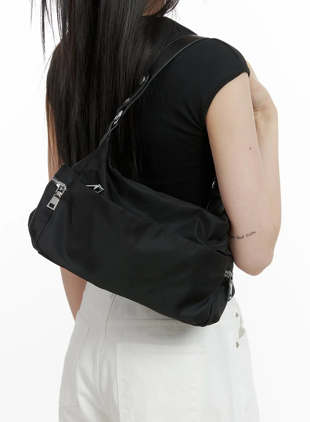 Solid Nylon Shoulder Bag CL412 sold by Lewkin product image thumbnail 3