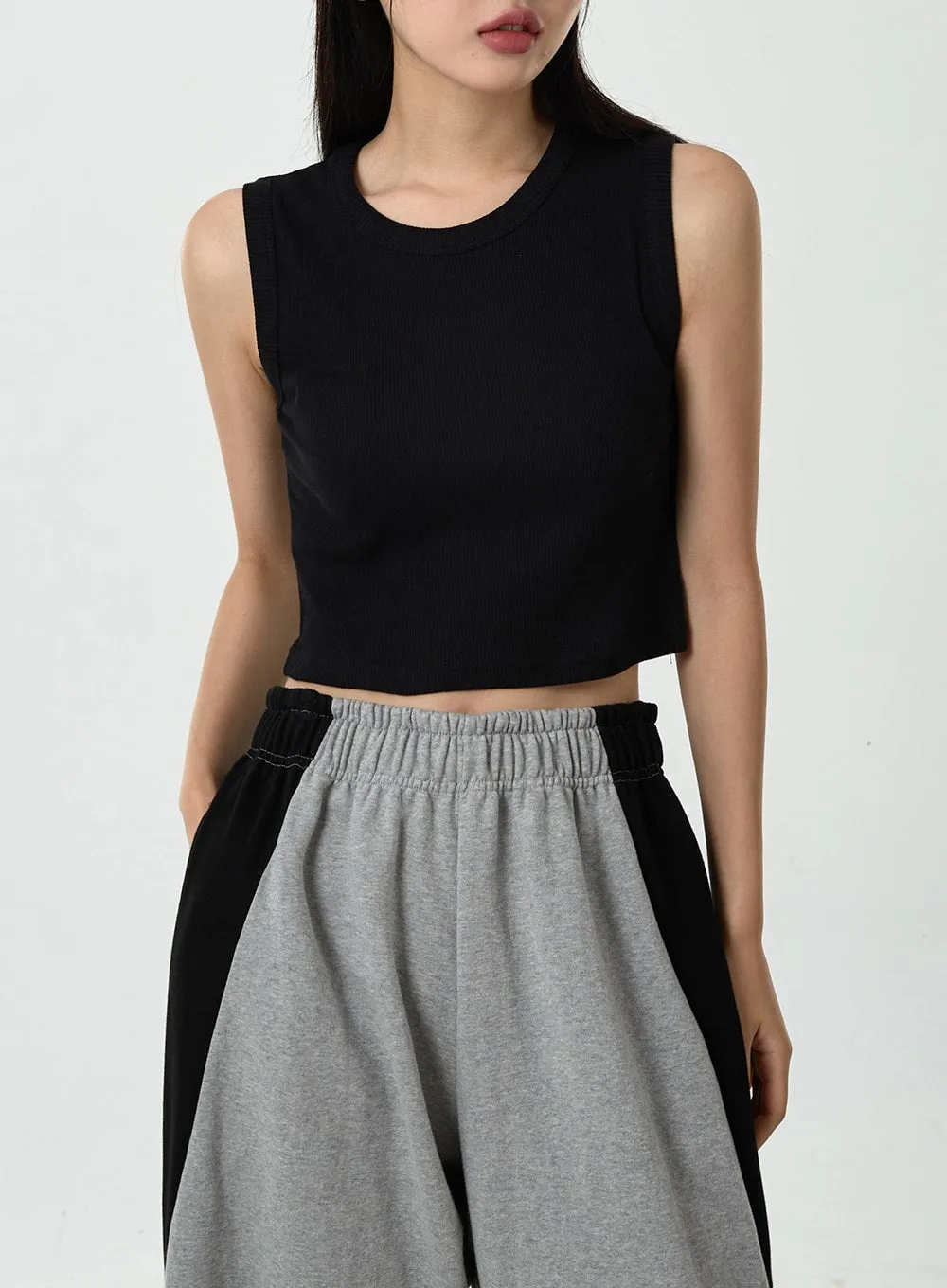 Basic Ribbed Cropped Tank Top CU13 sold by Lewkin product image thumbnail 2