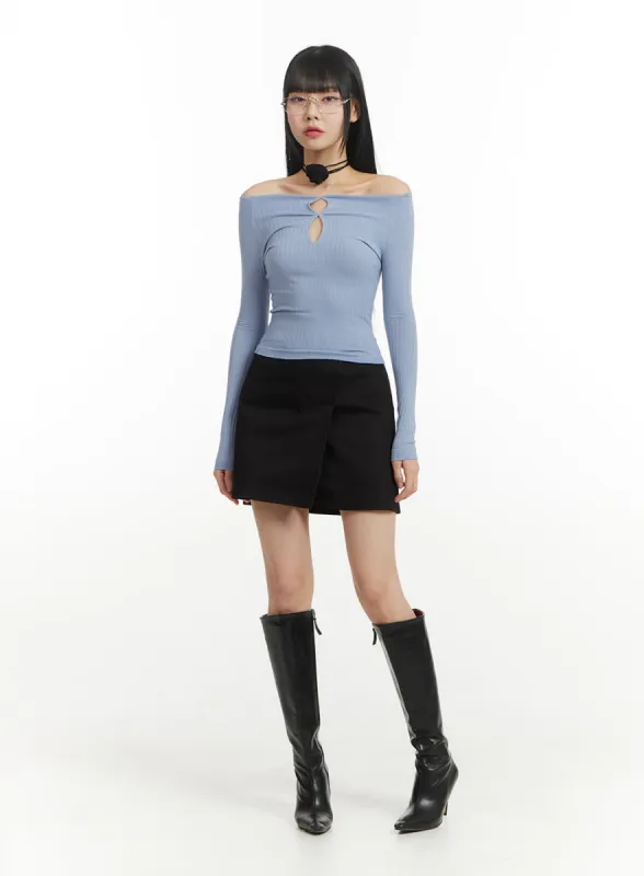 ★E.B.M★ Belted unbalanced mini skirt EMP2CSK010 Unbalanced Mini Skirt BA327 | Parallel