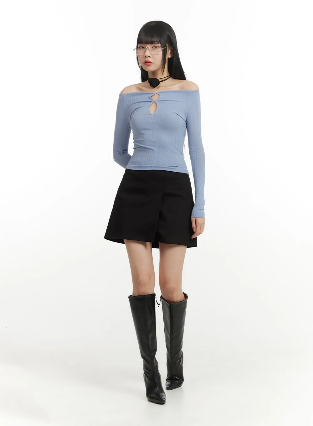 Solid Wrap Cotton Mini Skirt IM406 sold by Lewkin product image thumbnail 3