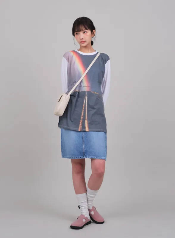 Denim Knee Length Skirt C2701 sold by Lewkin