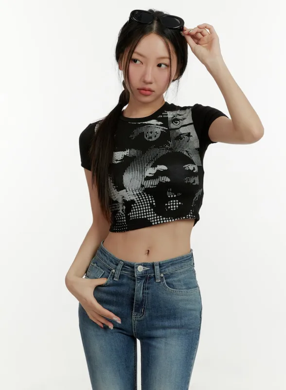 Graphic Crop Top CY409 sold by Lewkin
