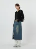 Washing Denim Long Skirt CS19 sold by Lewkin