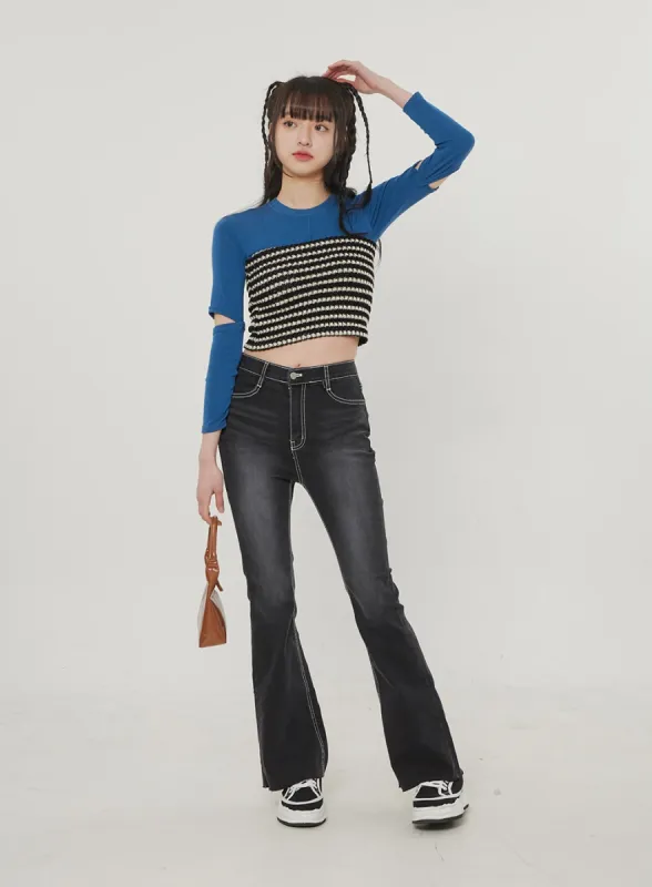 Black Bootcut Jeans BF309 sold by Lewkin