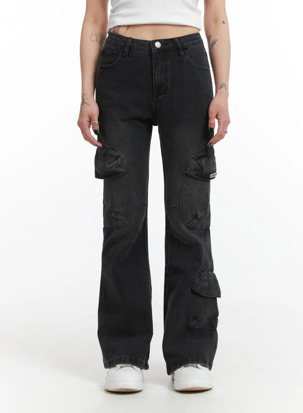 Grunge Chic Cargo Bootcut Jeans IJ410 sold by Lewkin product image thumbnail 2