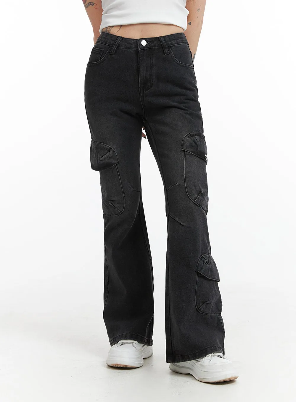 Grunge Chic Cargo Bootcut Jeans IJ410 sold by Lewkin product image thumbnail 4
