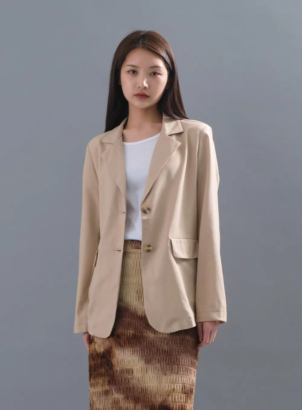 Loose-Fit Linen Blazer Jacket CM3 sold by Lewkin