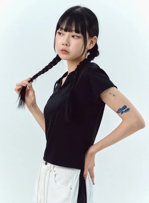 Half Zip-Up Hoodie Tee IL303 sold by Lewkin