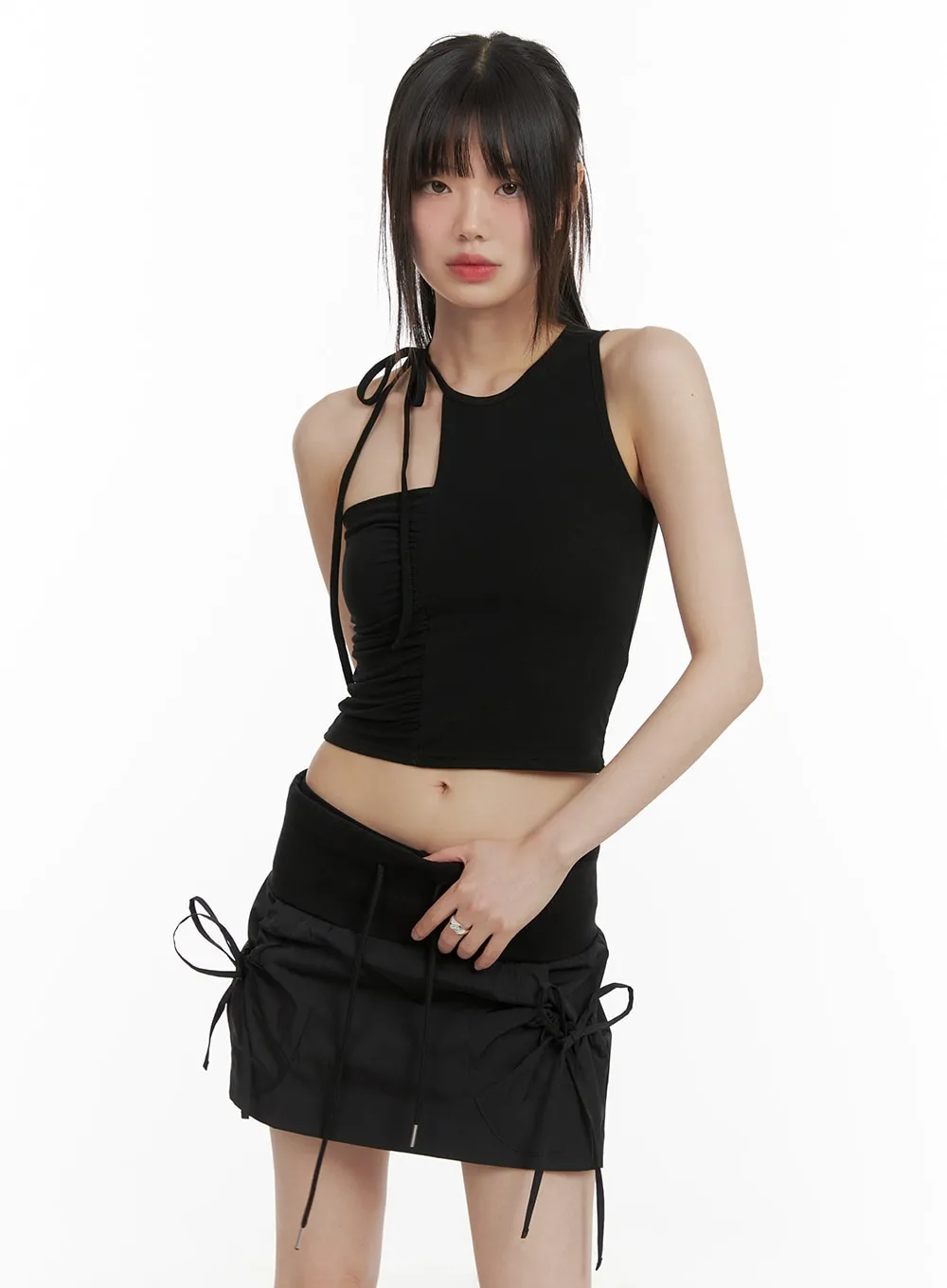 Unbalanced Strap Sleeveless Top CA418 sold by Lewkin