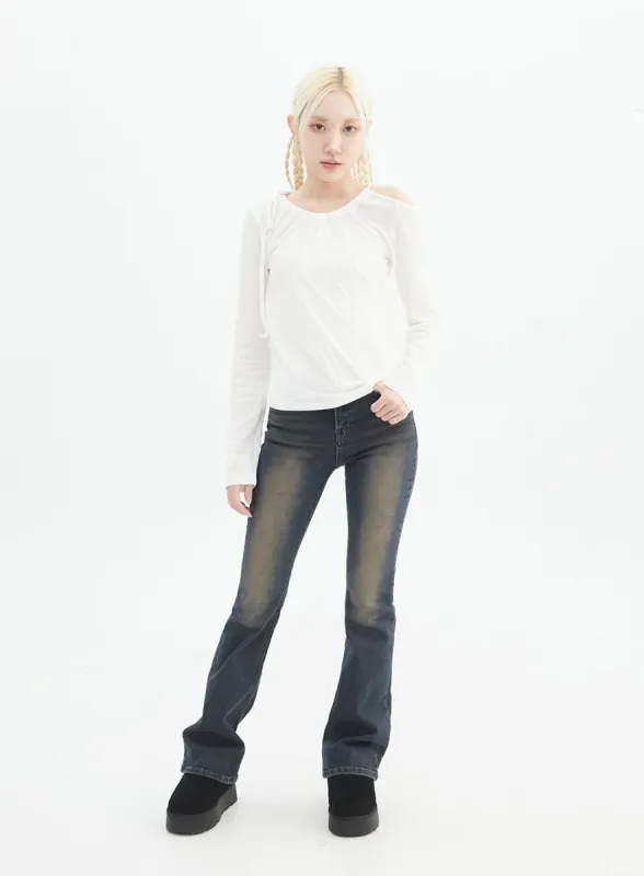 Slim Fit Boot Cut Jeans IN327 sold by Lewkin