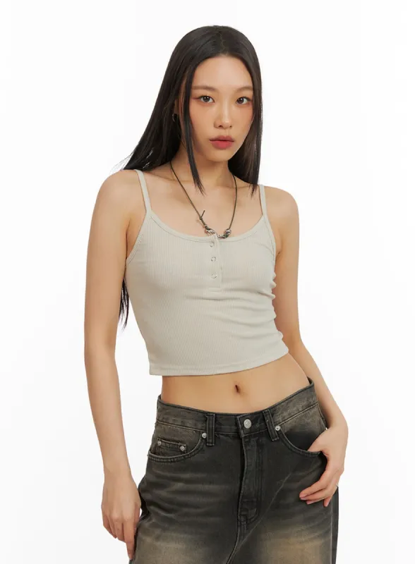 Buttoned Slim Crop Cami Top IA417 sold by Lewkin