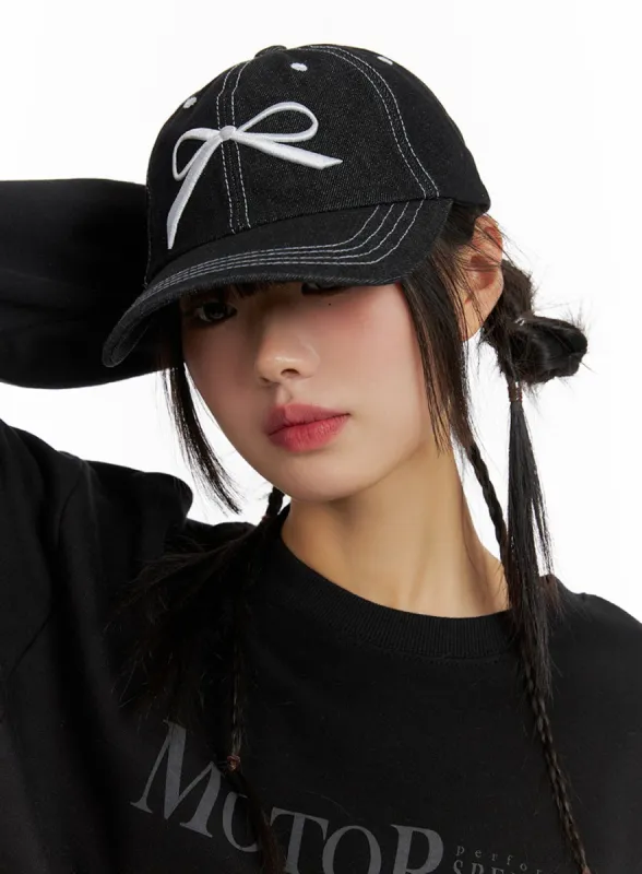 Ribbon Stitch Denim Cap IF421 sold by Lewkin