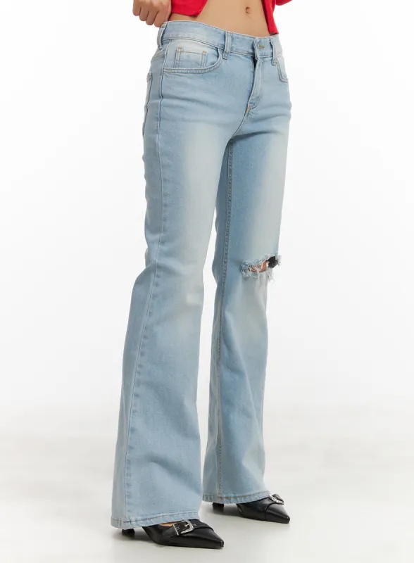 Distressed Bootcut Jeans CY403 sold by Lewkin