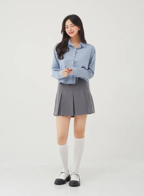 Basic Tone Down Color Crop Shirt BG23 sold by Lewkin