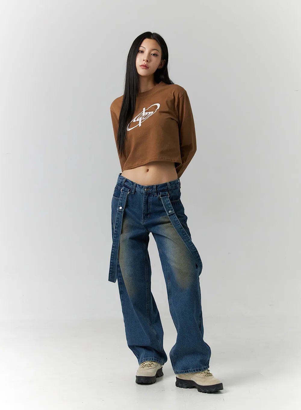 Graphic Long Sleeve Crop Tee ID306 sold by Lewkin product image thumbnail 2