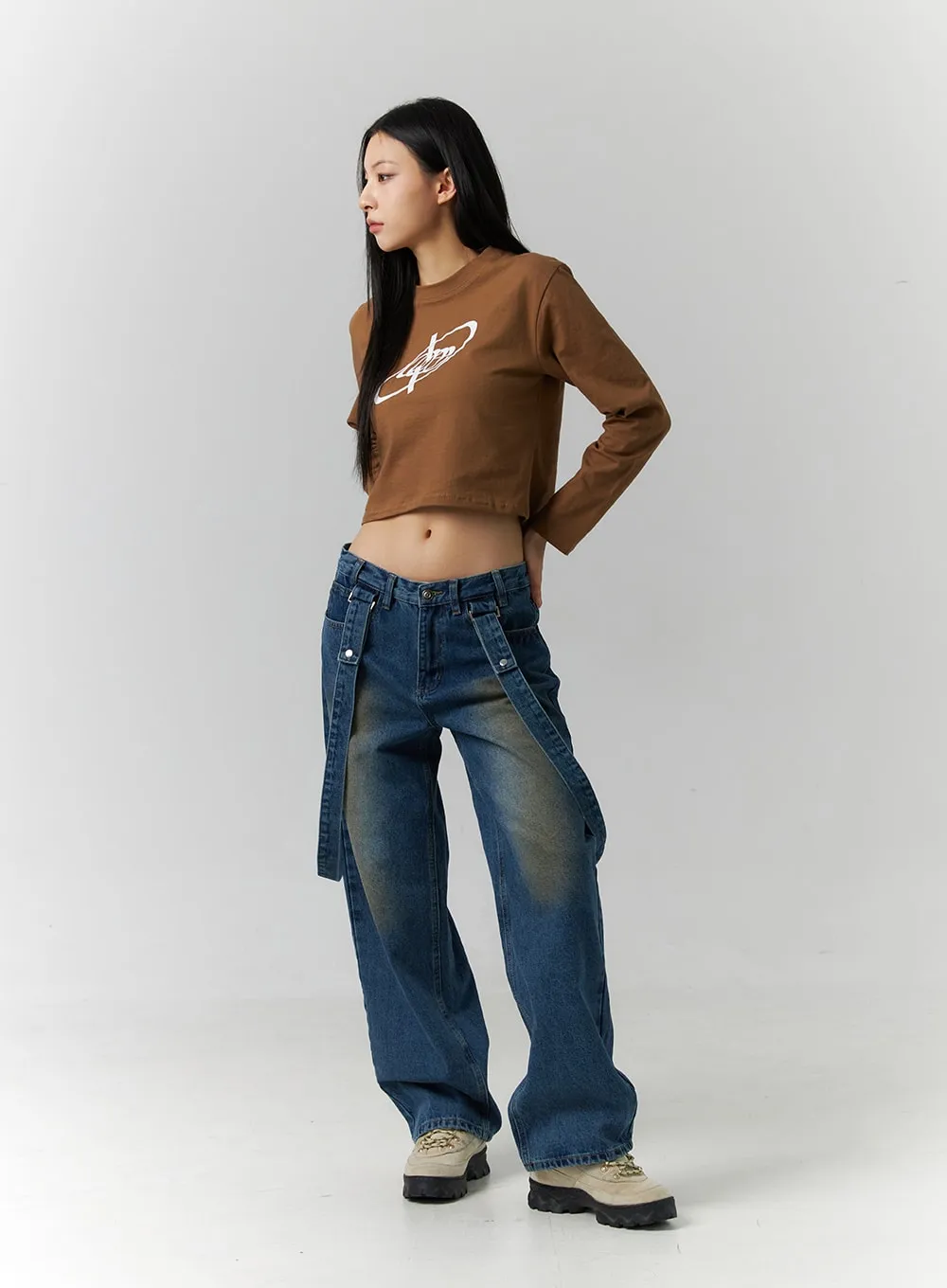 Graphic Long Sleeve Crop Tee ID306 sold by Lewkin product image thumbnail 5