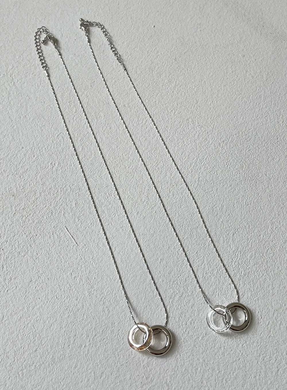 Double Ring Silver Necklace sold by Lewkin