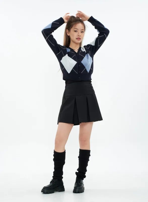 Argyle Cropped Cardigan CM21 sold by Lewkin