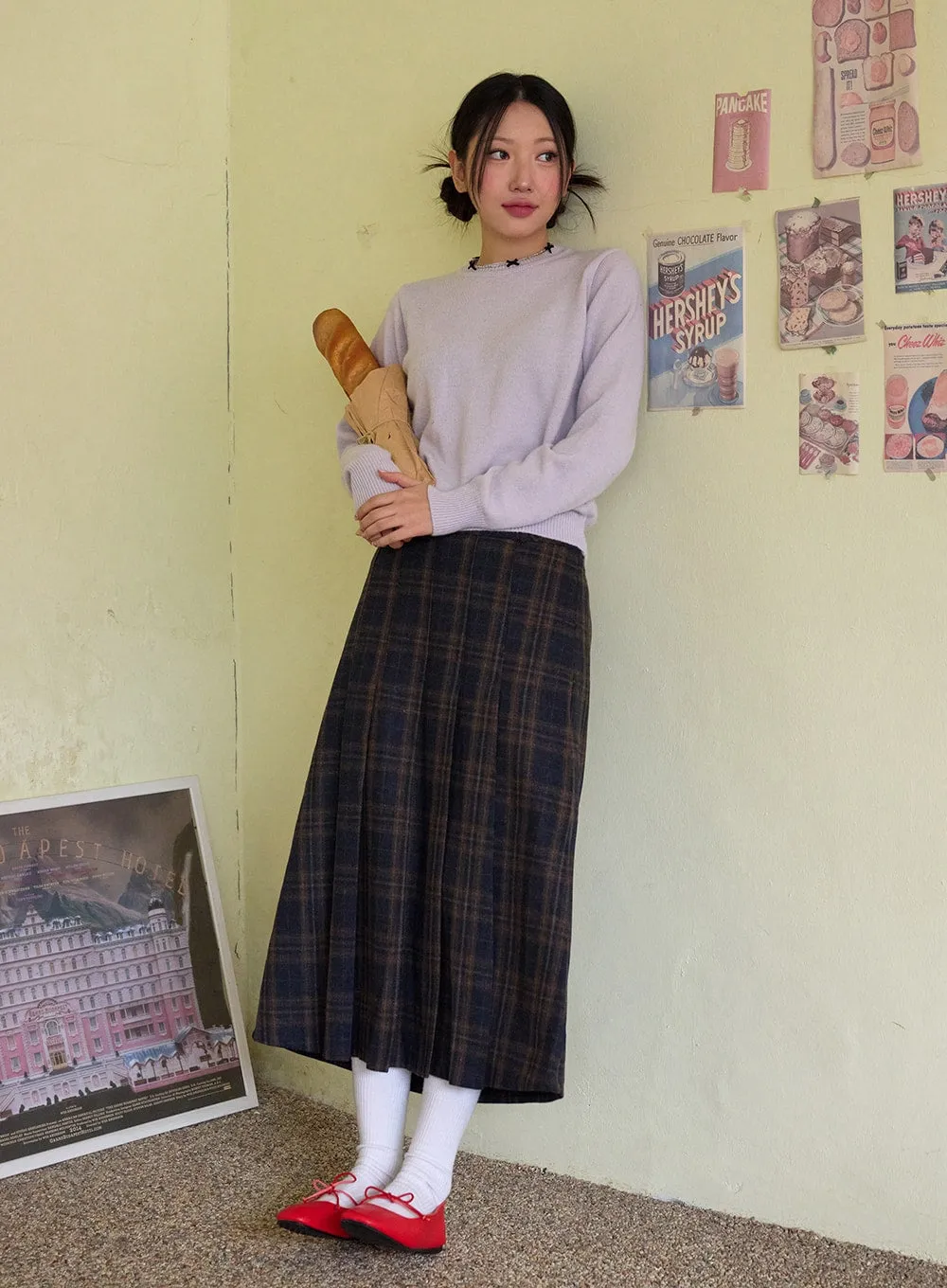 Plaid Pleated Maxi Skirt OD327 sold by Lewkin